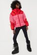 Azalea Pink and Red Zao Short Down Jacket Fashion