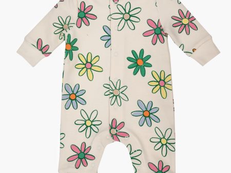 Painted Daisies Baseball Collar Romper on Sale