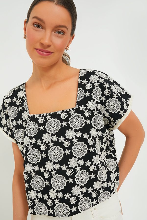 Black & Ivory Eyelet Vivienne Blouse Supply