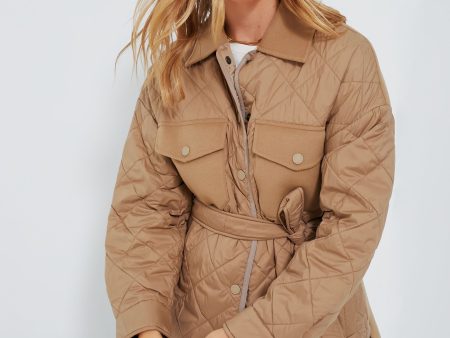 Camel Quilted Paprica Jacket Online now