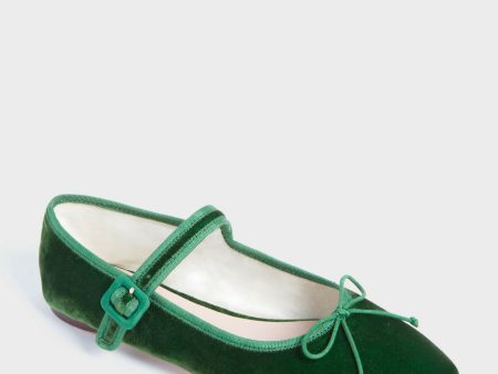 Spruce Velvet Chiara Mary Jane Flats Hot on Sale