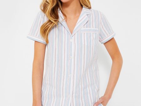 Women s Vintage French Stripes Short Sleeve Short Set Online now