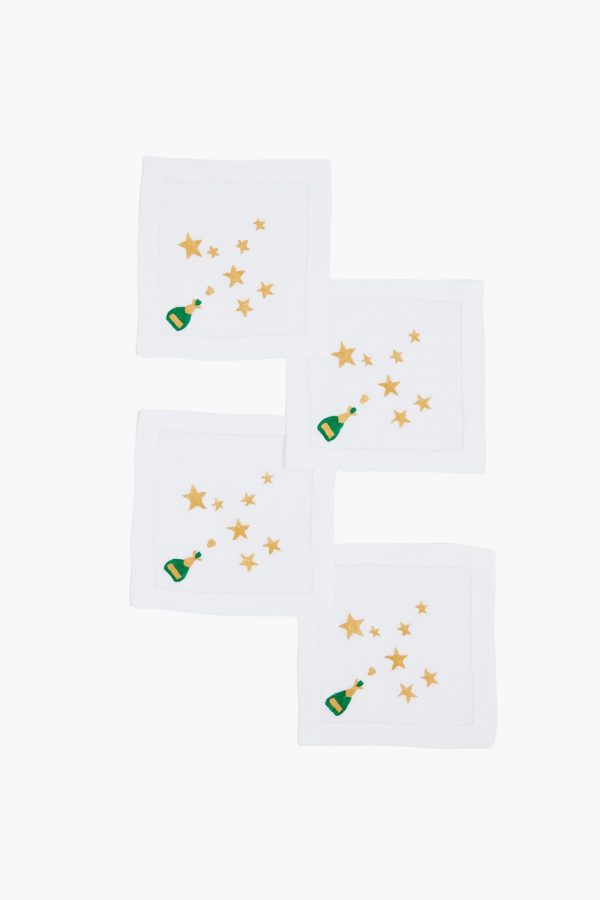 Champagne and Stars Cocktail Napkins Set of 4 Discount