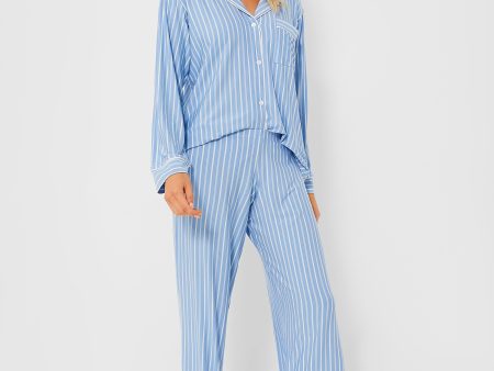 Blue Ivory Gisele Printed The Tencel Modal Long PJ Set For Cheap