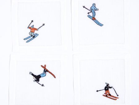 Skiers Cocktail Napkins Set of 4 For Discount