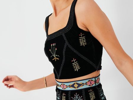 Black Cindarella Agra Embroidered Top Cheap