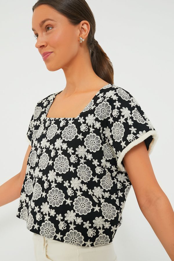 Black & Ivory Eyelet Vivienne Blouse Supply