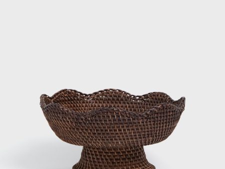 Dark Brown Rattan Footed Bowl Discount