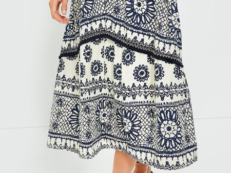 Dagmar Ivory and Navy Printed Sybille Skirt Discount