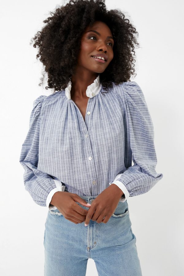 Blue Chambray Striped Annabel Shirt Online Hot Sale