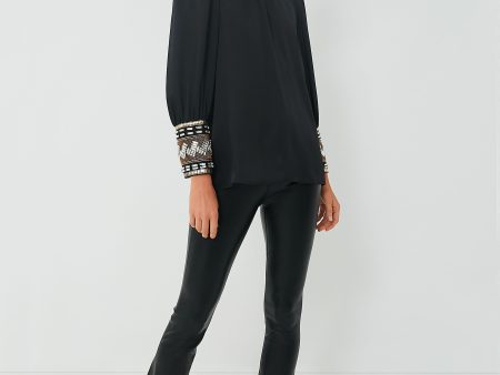 Black Embellished Faven Blouse Hot on Sale