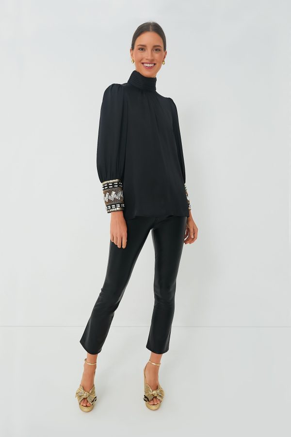 Black Embellished Faven Blouse Hot on Sale