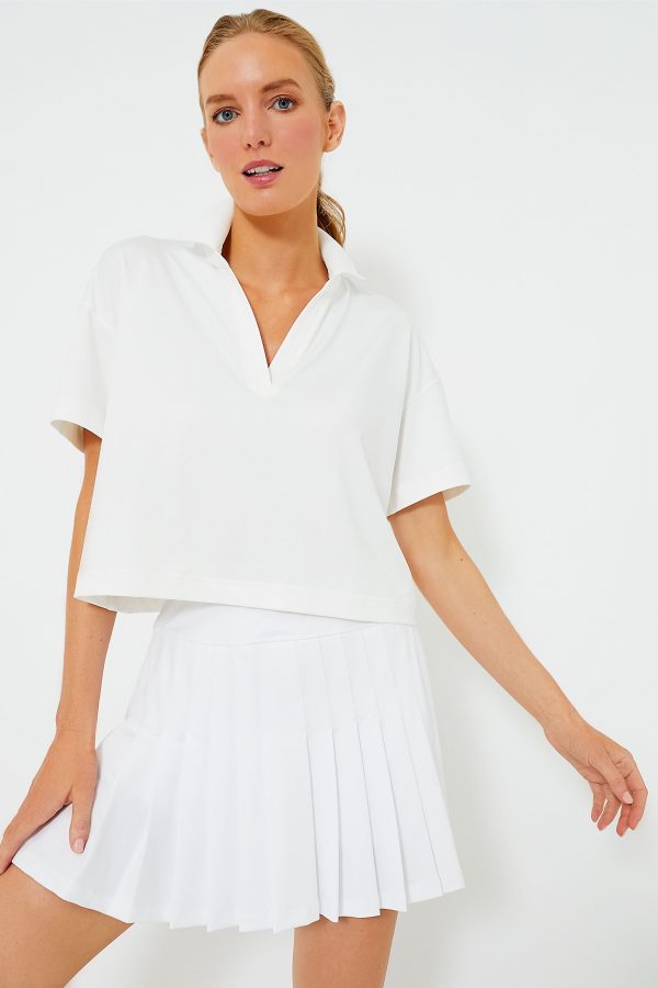 White Cropped Caroline Polo Online Sale