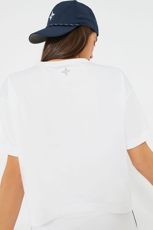 White Cropped Ryan Boyfriend Tee For Cheap