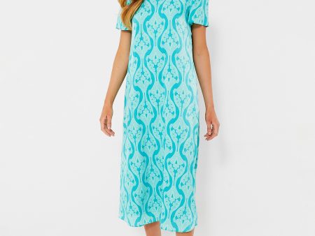 Turquoise Print Farah Maxi Dress For Cheap