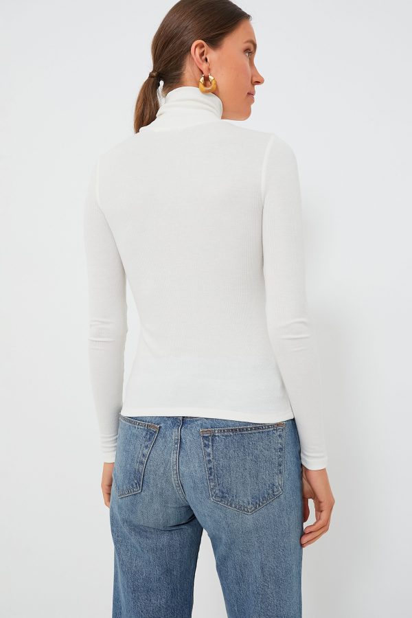 Antique White Lexi Rib Turtleneck For Sale