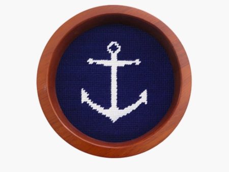 Navy Anchor Needlepoint Wine Bottle Coaster Cheap