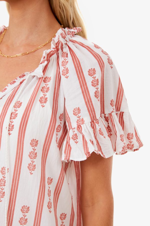 Cream Floral Striped Caftan Sale