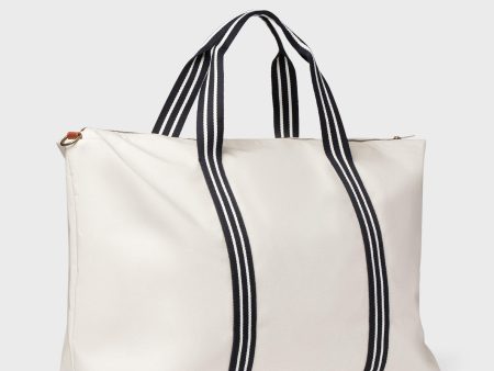 White and Navy Coated Canvas Weekender Hot on Sale