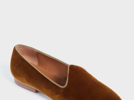 Tobacco Velvet Venetian Slippers Sale