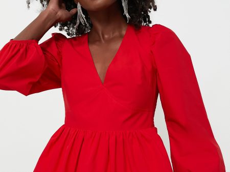 Red Puff Sleeve Elaina Blouse For Cheap