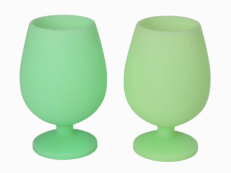 SIDEWALK SALE ITEM - Silicone Wine Glass Set of 2 - SHORT Gerbera   Leaf Cheap