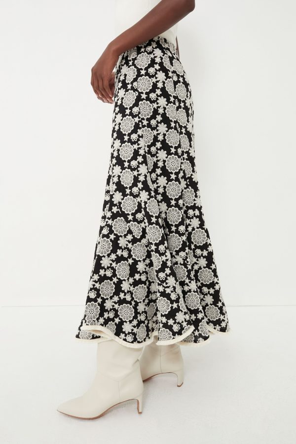 Black & Ivory Eyelet Violet Maxi Skirt Online Hot Sale