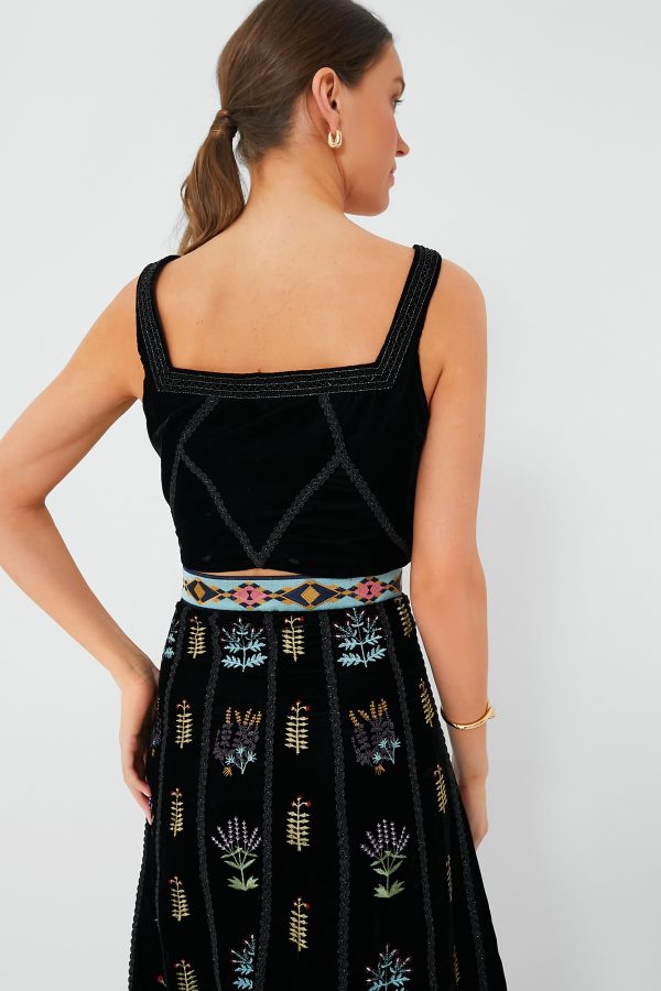 Black Cindarella Agra Embroidered Top Cheap