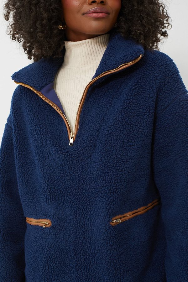 Navy Rhodes Shearling Quarter Zip Online