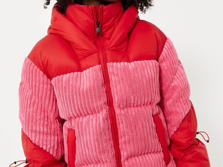 Azalea Pink and Red Zao Short Down Jacket Fashion