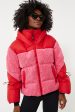 Azalea Pink and Red Zao Short Down Jacket Fashion