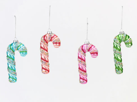 SIDEWALK SALE ITEM - Glass Ornament - Whimsical Candy Cane Hot on Sale