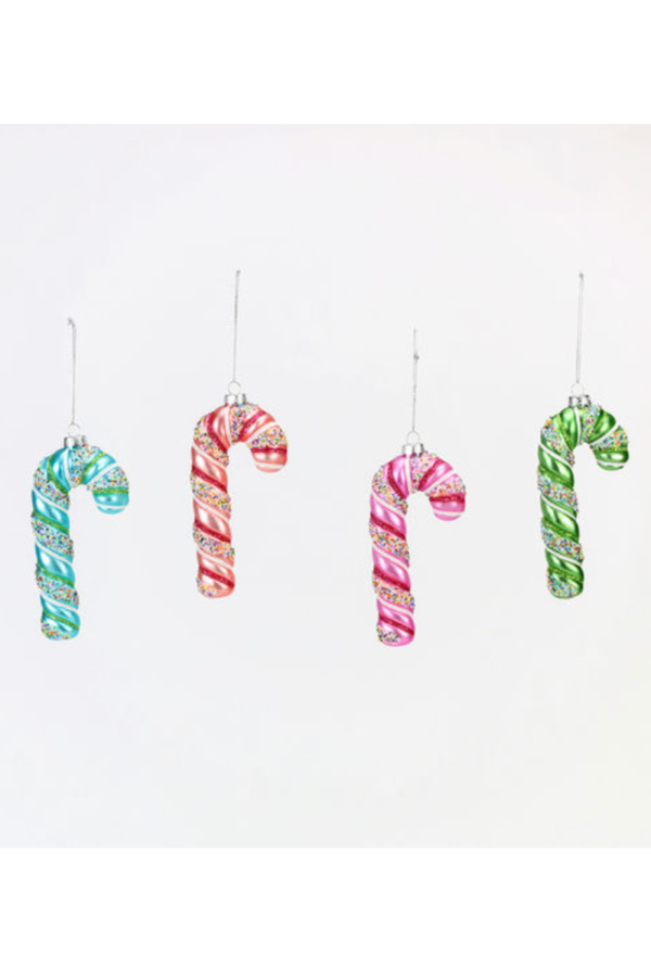 SIDEWALK SALE ITEM - Glass Ornament - Whimsical Candy Cane Hot on Sale