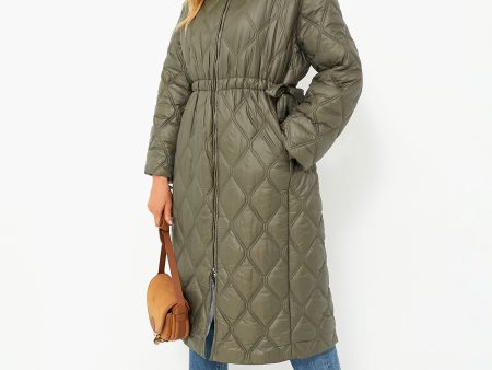 Kalamata Shiny Quilt Long Coat Hot on Sale