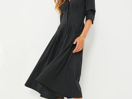 Black Jazz Pintuck Midi Dress on Sale