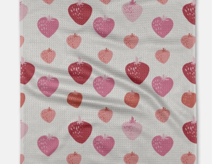 Geometry Kitchen Tea Towel - Pink Strawberries Cheap