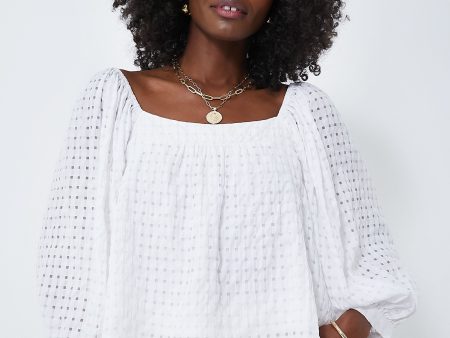 White Textured Bonnie Blouse Supply