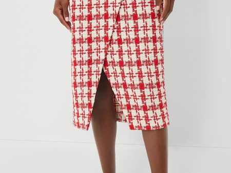 Red Tweed Marjorie Midi Skirt For Discount