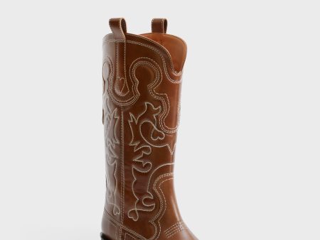 Tiger s Eye Mid Shaft Embroidered Western Boot Sale