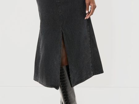 Washed Black Cyprus Midi Skirt Supply