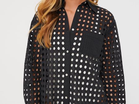 Black Eyelet Oxford Tunic For Sale