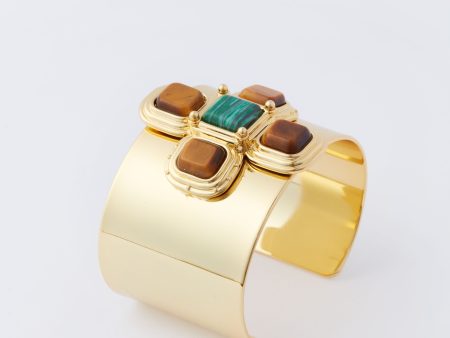 Tiger s Eye and Malachite Clea Cuff For Cheap