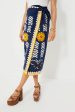 Navy Peony Loren Wrap Skirt For Sale