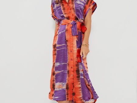 Tie Dye Orange Valerie Kaftan For Discount