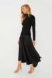 Black Frances Long Sleeve Satin Combo Midi Dress For Sale