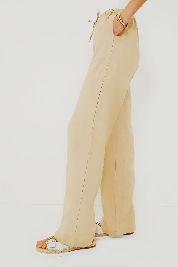 Beige Linen Drawstring Pants Discount