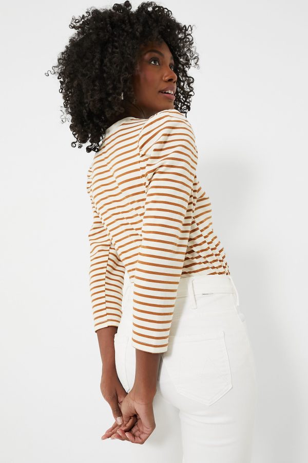 Tan Striped Vesty Long Sleeve Crewneck Discount