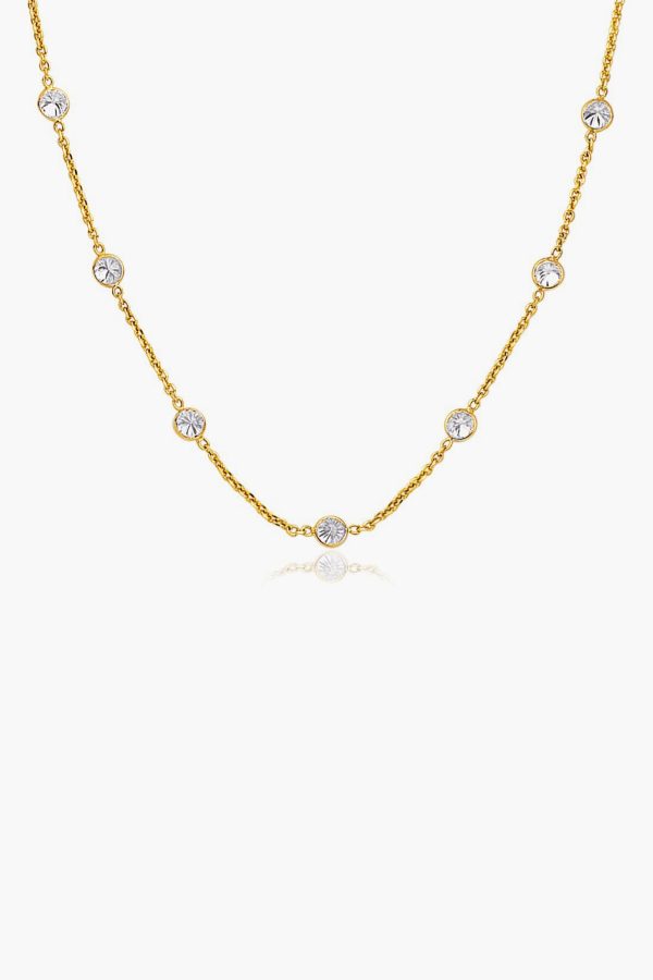 14k Gold CZ Long Links Necklace For Sale