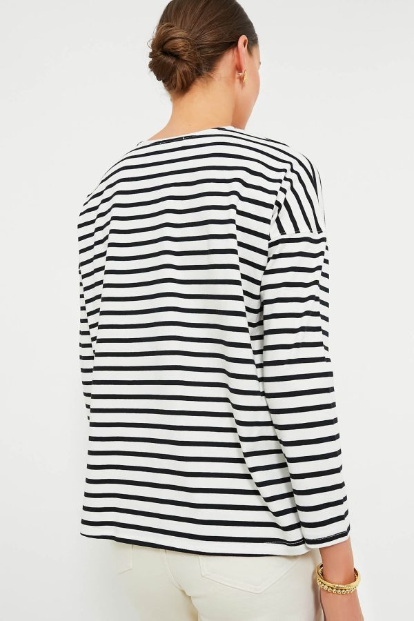 Black and White Stripe Kayne Tee Discount