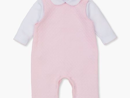 Pink and White Jacquard Overall Set Discount